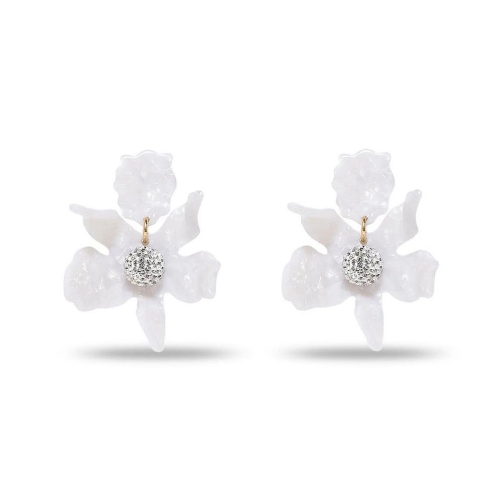 Lele Sadoughi Mother of Pearl Crystal Lily Earrings